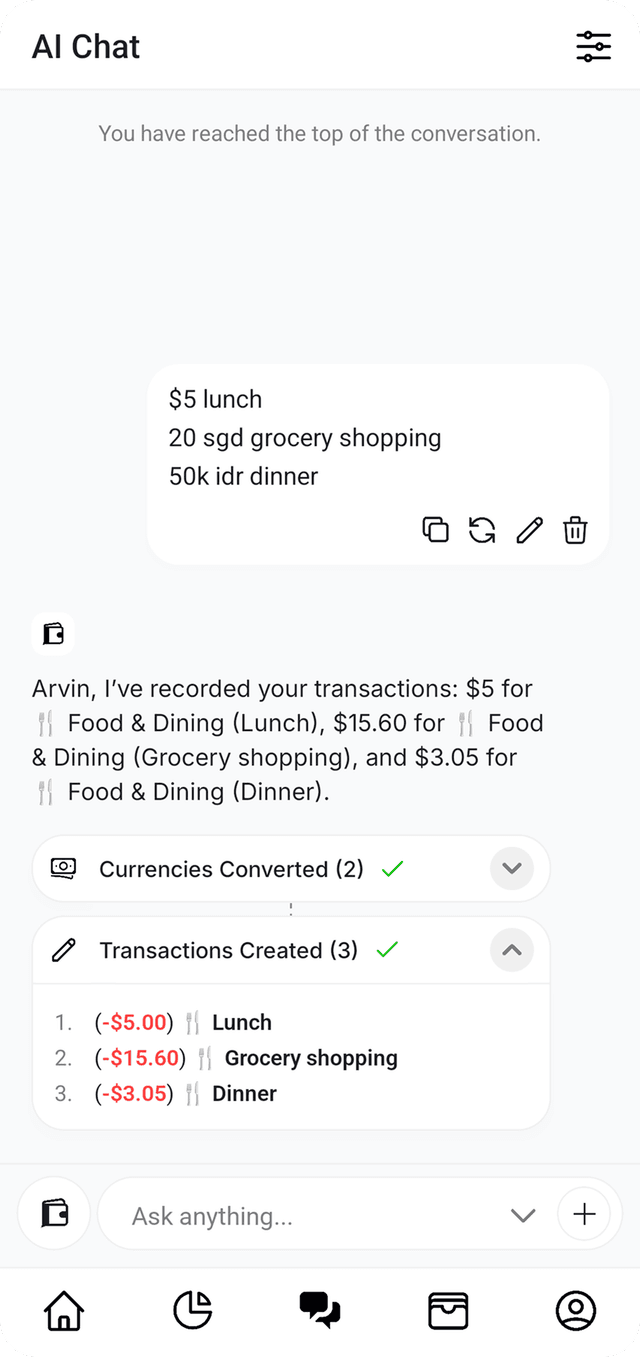 Moneter Chat Interface